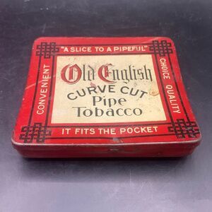 Vintage Old English Curve Cut Pipe Tin